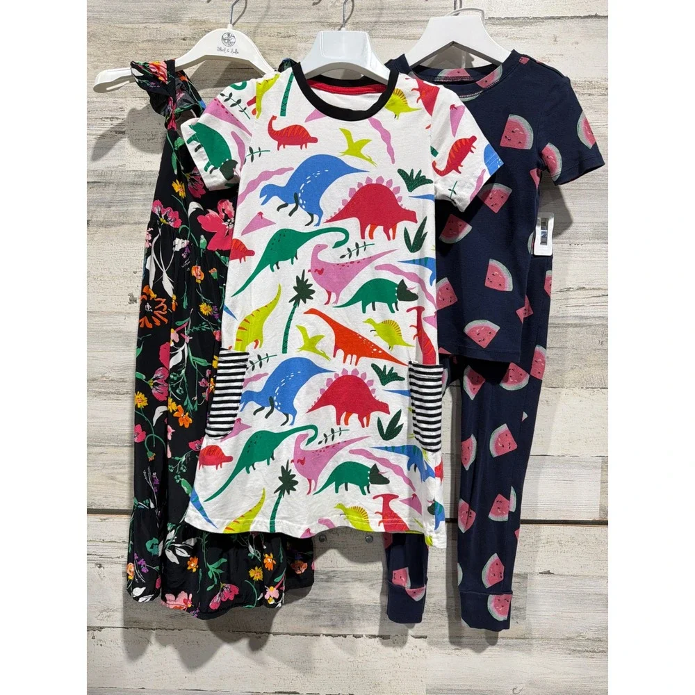 Cat & Jack Old Navy Dress Pajama Lot Girls 5T Floral Dino Watermelon EUC